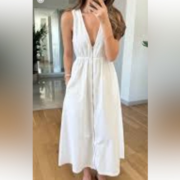 Zara Zip Up V Neck Dress - Picture 3 of 13